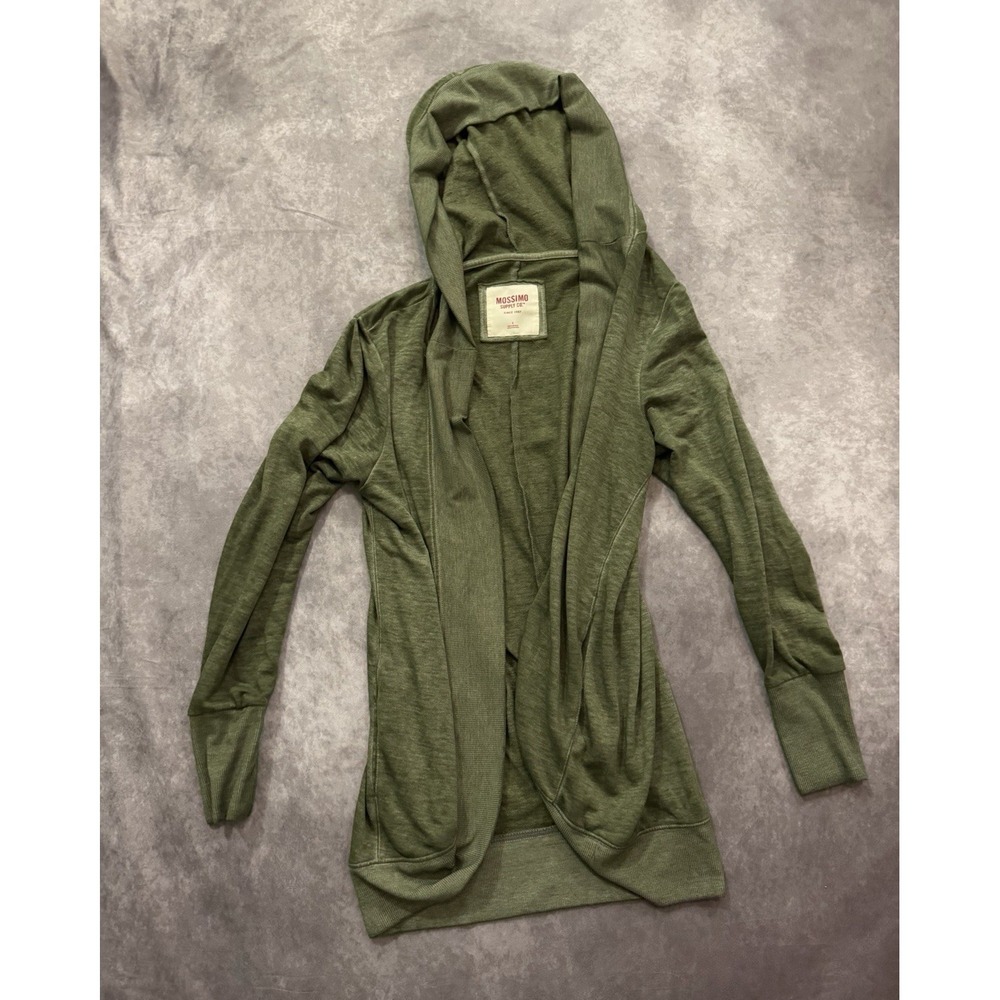 Mossimo Supply Co Women's L Olive Green Open Front Draped Hooded Cardigan